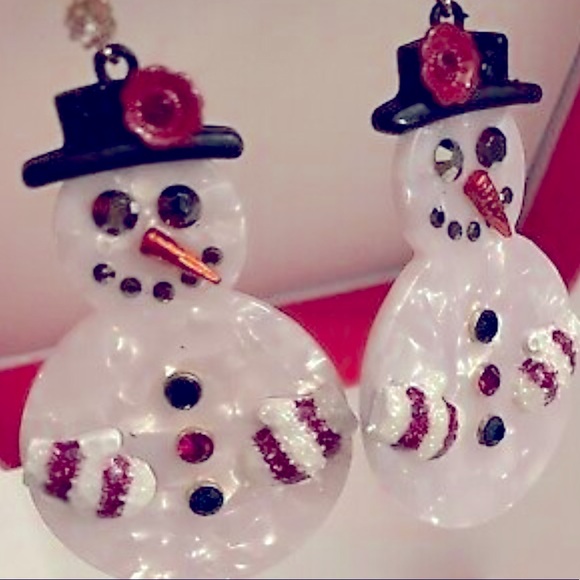 New BETSEY JOHNSON Snowman Drop Earrings - Picture 9 of 9